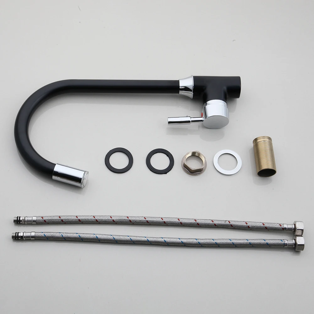 Кухонные краны KEMAIDI черные с поворотом на 360 градусов из латуни светодиодный torneira