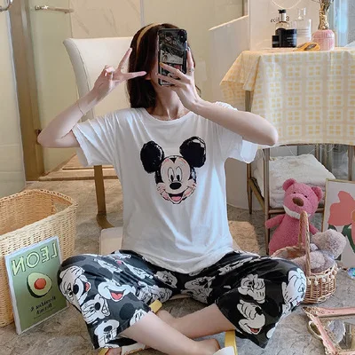 Disney Микки Маус одежда для сна пижама Минни короткий рукав рубашки шорты