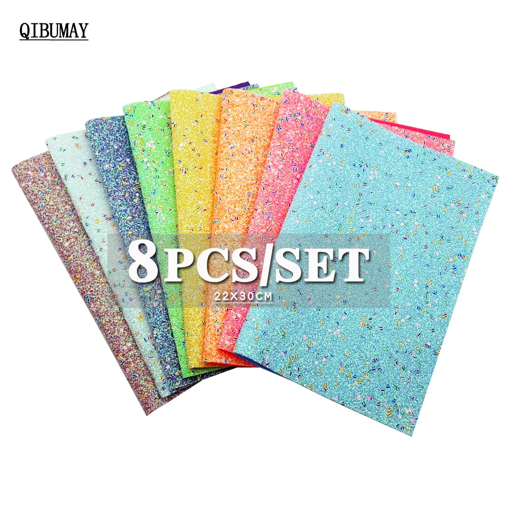 QIBUMAY 8 шт. неоновая крупная блестящая ткань блестящие пятна для банта Размер A4