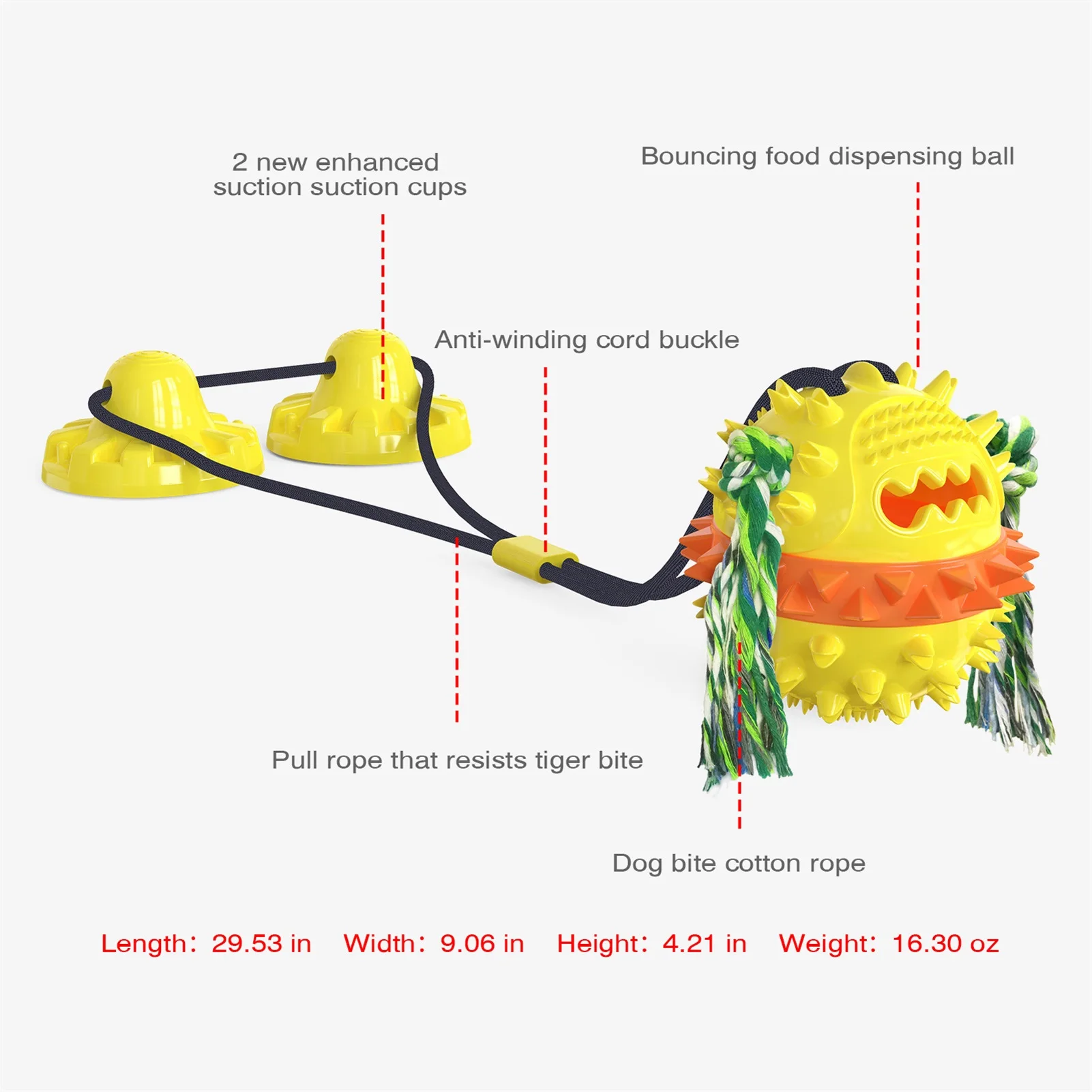 

Molar Ball Powerful Sucker Multifunctional Pet Teeth Cleaning Chewing Playing IQ Treat Toys Molar Bite Toy For Dog Tug Rope Ball