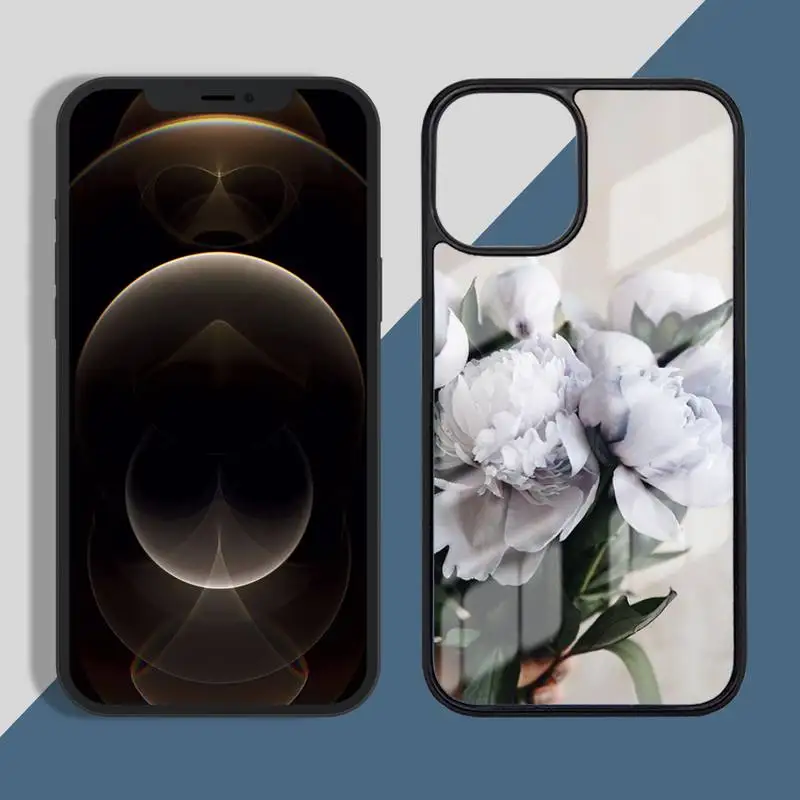 

Elegant Pink Purple Peony Phone Case PC for iPhone 11 12 pro XS MAX 8 7 6 6S Plus X 5S SE 2020 XR