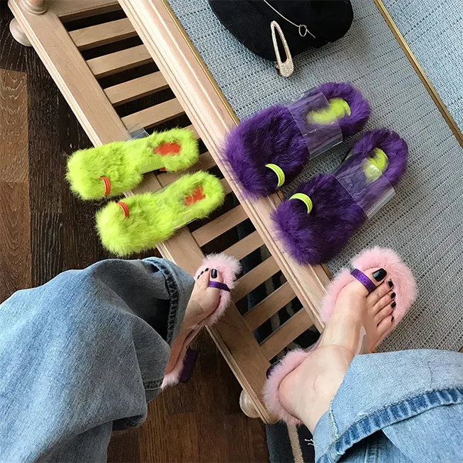 Boussac разноцветные женские шлепанцы из искусственного меха сабо на толстом