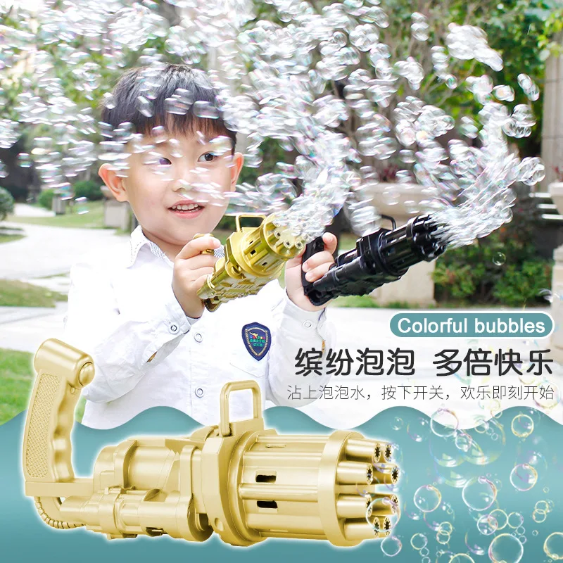 

Kids Automatic Gatling Bubble Gun Toys 2021 Summer Soap Water Bubble Machine Electric Bubble Machine(Have Bubble Liquid)