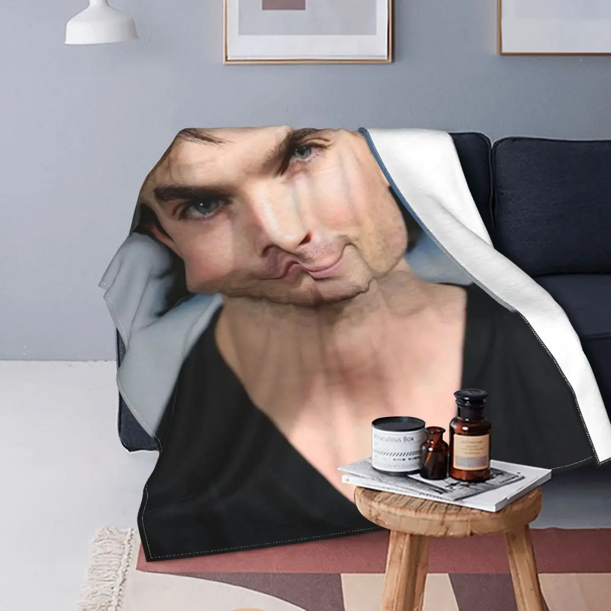 

Damon Salvatorea The Vampire Diaries Blanket Flannel Decoration Ian Somerhalder Ultra-Soft Throw Blankets for Bed Car Bedspreads