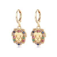 vintage lion king drop earrings for women 585 rose gold little lion zircon earrings dangle earrings fashion female jewelry