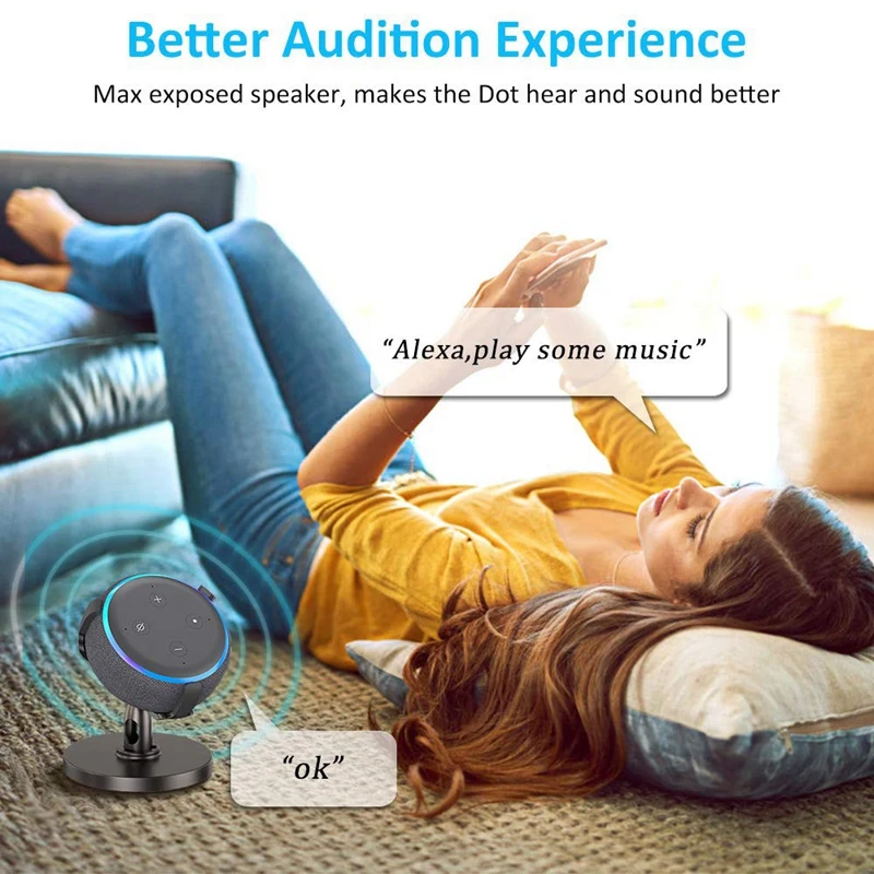 Держатель подъемного стола для Echo Dot 3 го поколения регулируемый кронштейн на 360 °