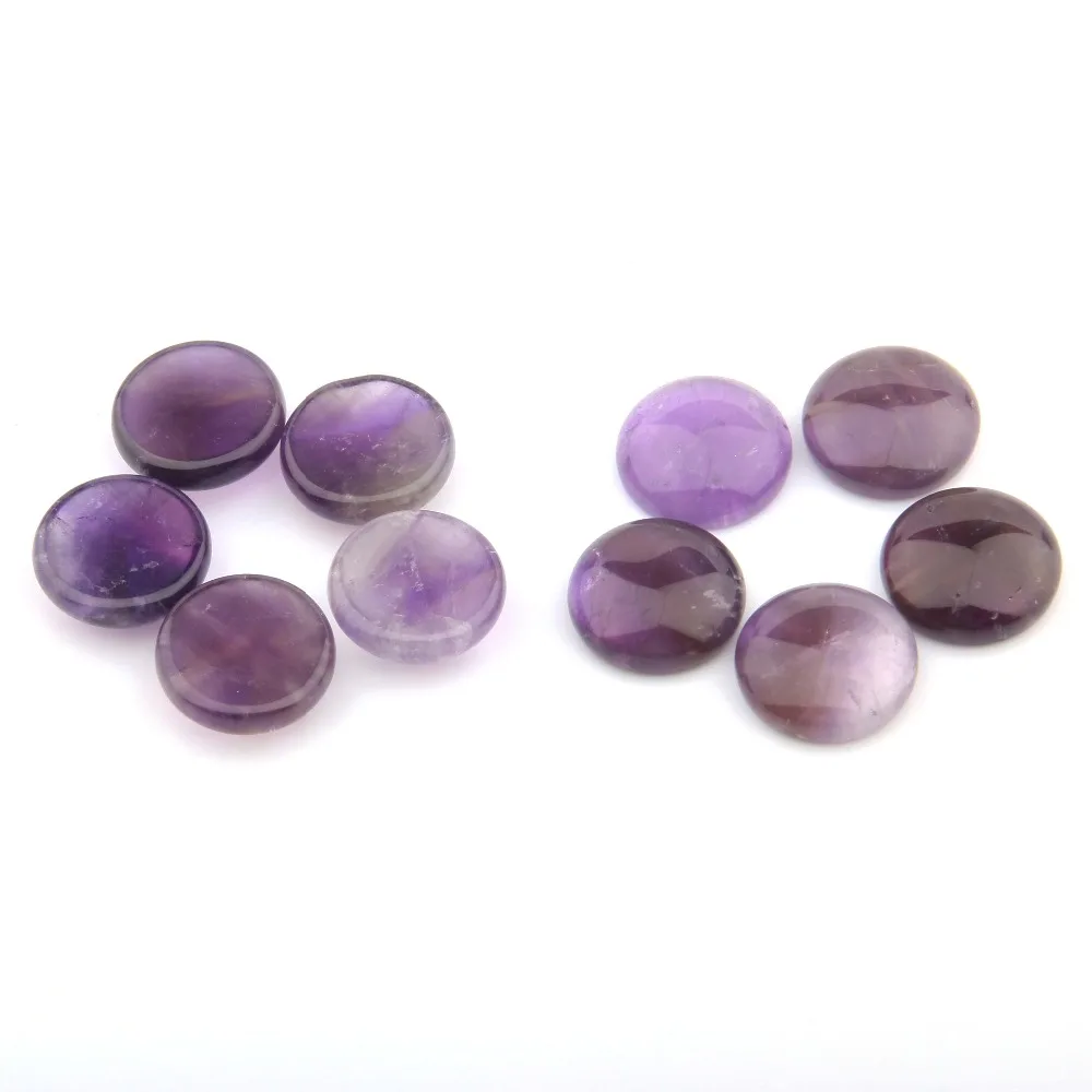 

10Pcs Natural Stones Amethyst Cabochon 12 14 16 18 20 mm Round No Hole Beads for Making Jewelry DIY accessories Loose Beads