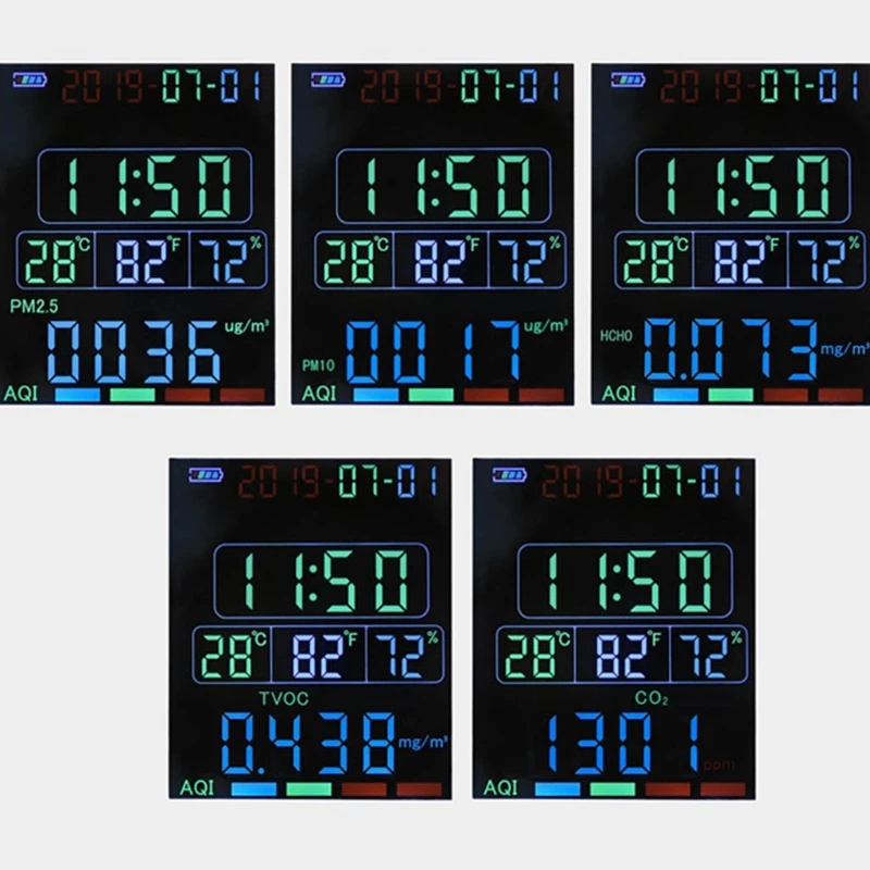 

Air Quality Detector Formaldehyde PM10 Tester Temperature Detection Meter Clock