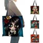 Уникальные сумки с принтом сахарного черепа сумки-шопперы для женщин, женские сумки для путешествий с принтом, дропшиппинг