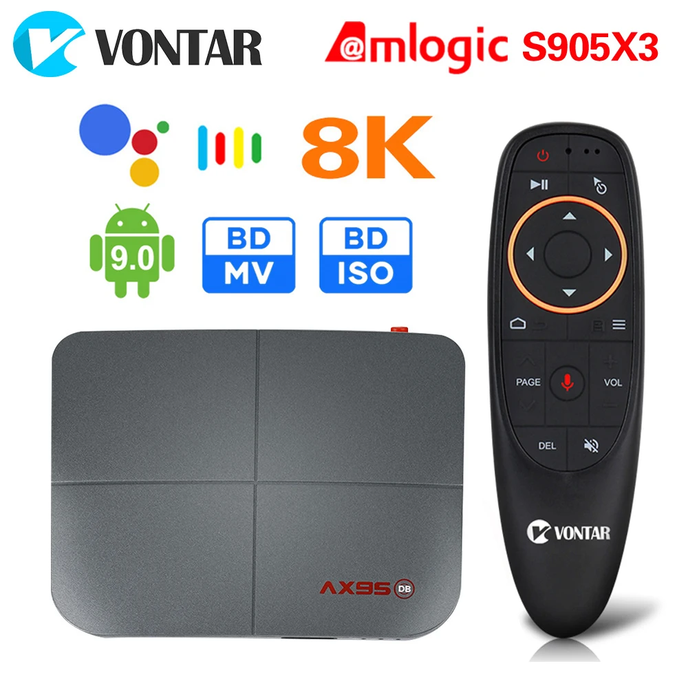 2021 Смарт ТВ-приставка VONTAR AX95 4 Гб 128 ГБ Android 9 Amlogic S905X3 4K 8K Поддержка Dolby BD MV Wifi Youtube |