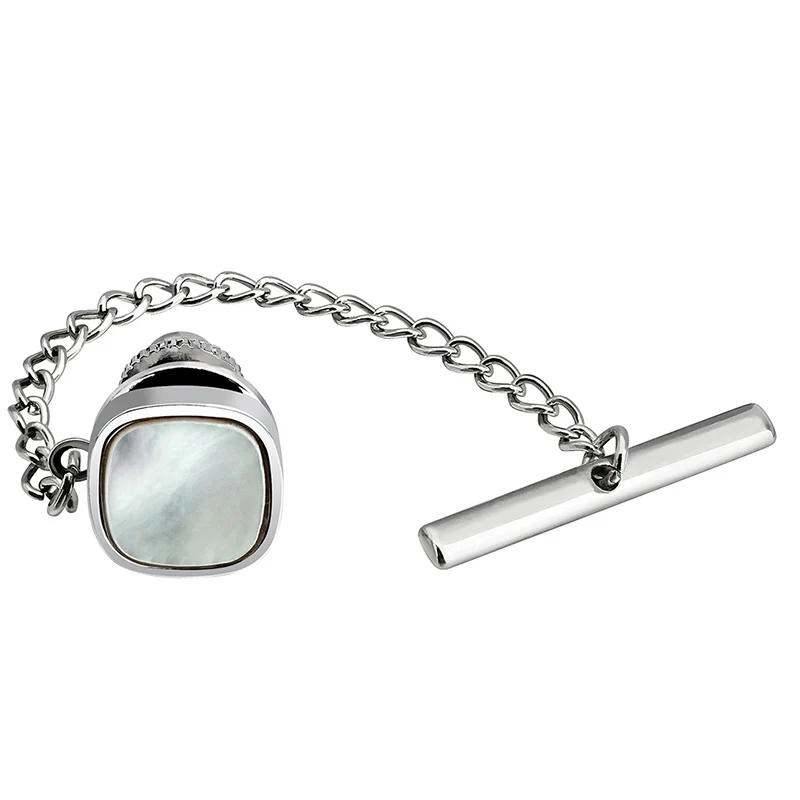 

HAWSON Men's Tie Pins Square Tie Tacks with Chain for Men Necktie Accessory