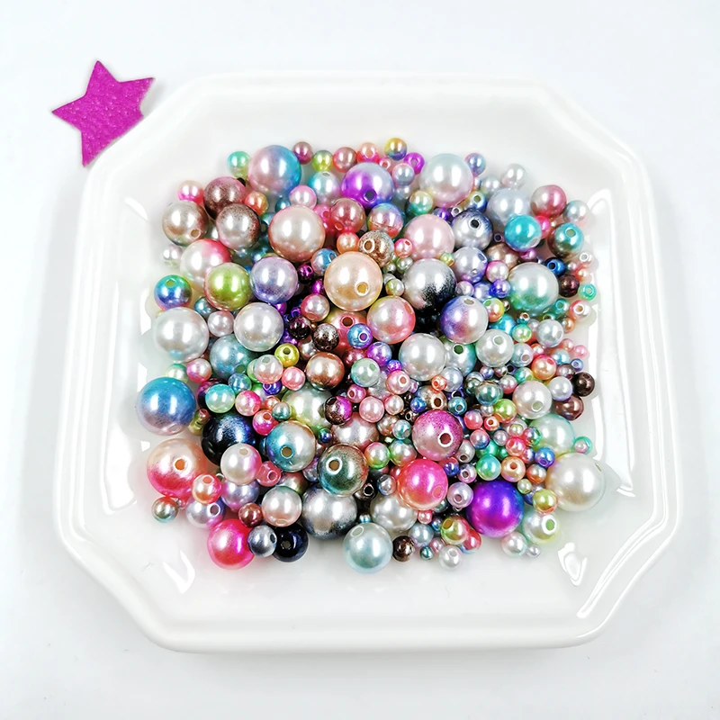 Mixsizemixcolor 20g 200 шт./лот, 6 мм, разноцветные, имитация жемчуга ABS, два отверстия, круглые, сделай сам, бусины из смолы, пластиковые шарики для изготовления свадебных украшений - Цвет: Mixsizemixcolor 20g