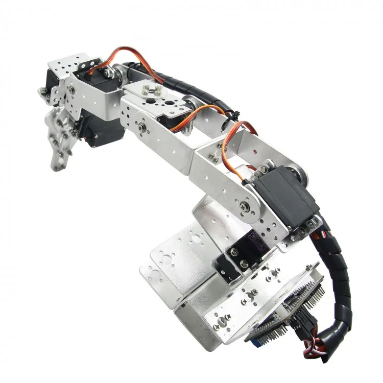 

Assembled 6 DOF Aluminium Mechanical Robotic Arm with Clamp Claw & LD-1501 Servos & 32CH Controller for Arduino-Silver