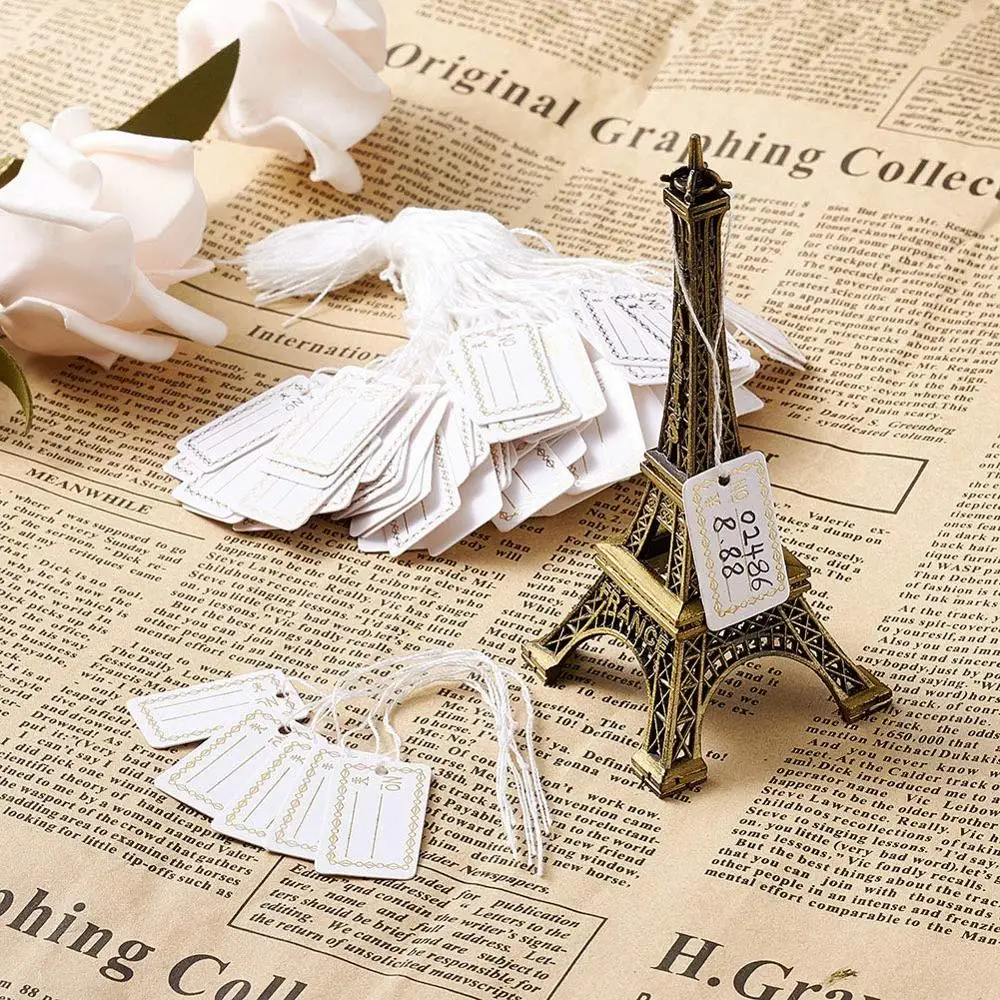 500 шт. белые бумажные ценники Подарочные маркировочные ярлыки прямоугольные