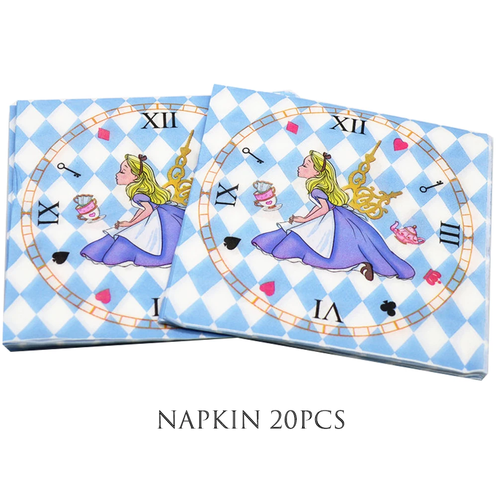 

Alice Birthday Party Supplies Alice in Wonderland Tablecloth Invitation Cards Party Decoration for Girl Disposable Tableware Set