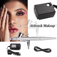 airbrush makeup kit with spray gun air compressor 0 4mm needles for nail arts and body painting foundation and shadow are more