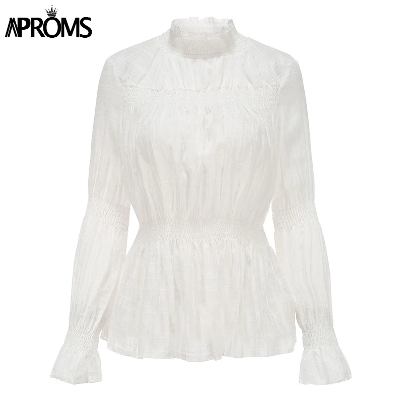 Новый элегантный высокий воротник клетчатая блузка рубашка для женщин