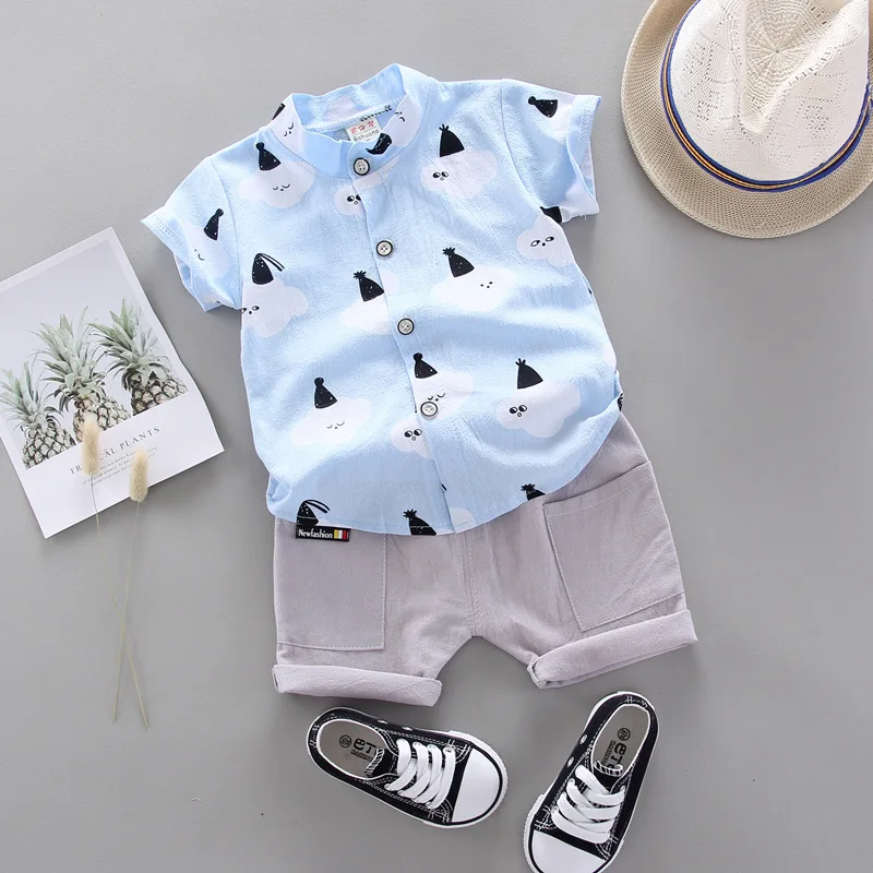 2020 летняя одежда для маленьких мальчиков костюм с коротким рукавом комплекты