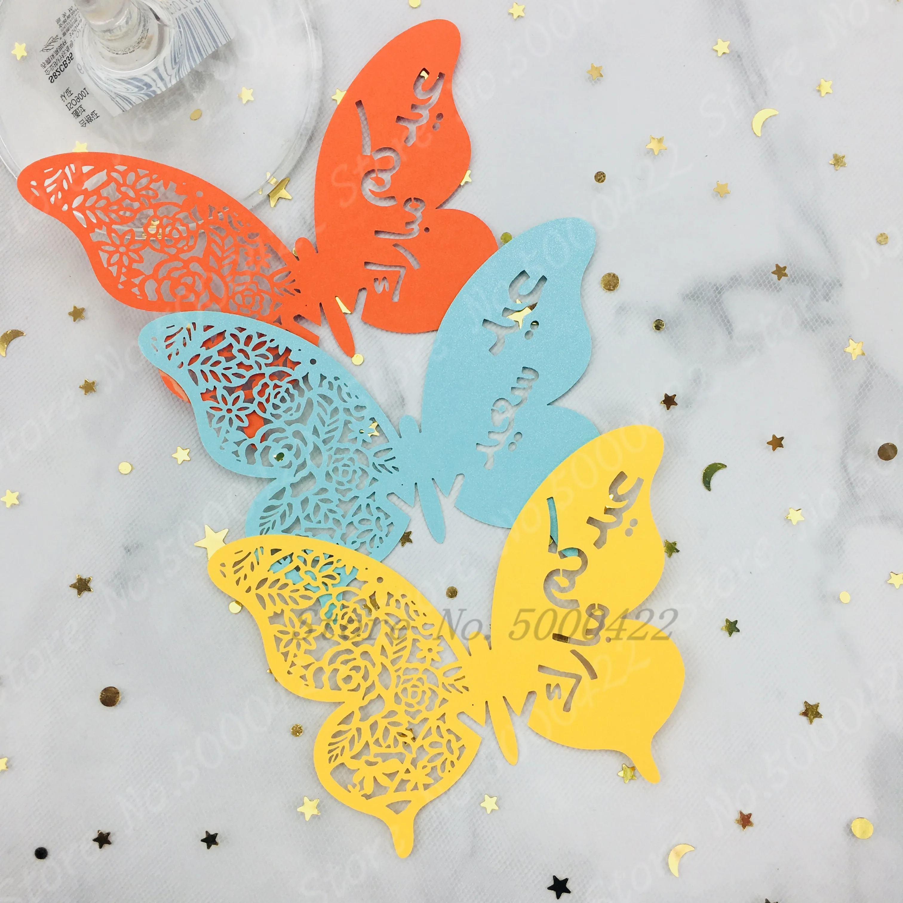 50 шт. карты имени вина место бабочки эскорт стакан для бумажная карта Свадебная