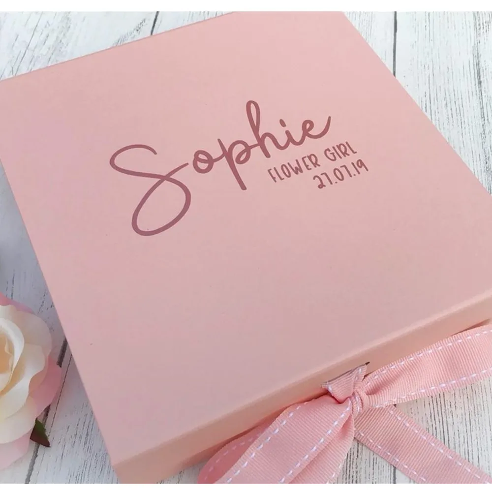 

Personalize Wedding Gift Box,，Will you be my maid of honor box .bachelor,Engagement. flower girl ,names date ， Bridal Shower,