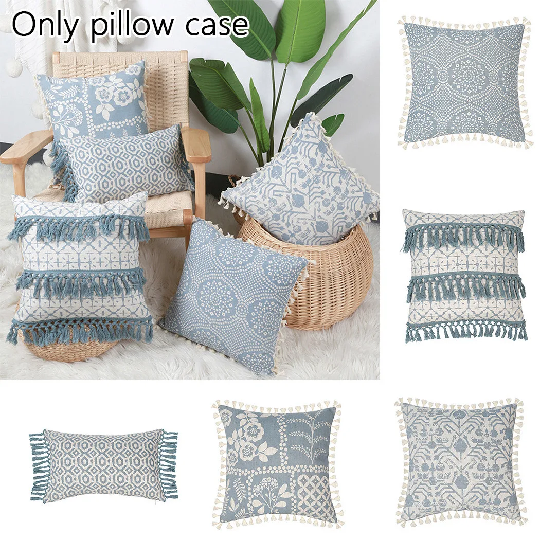 

Boho Tassel Pillow Cotton And Linen High Quality Case Square Soft Pillowcase Sofa Throw Fine Workmanship Cushion Cover
