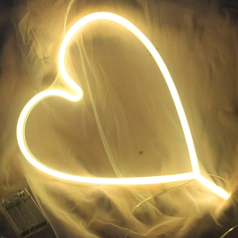 

Неоновые знаки в форме сердца, специальный светодиодный светильник, Настенный декор с батареей или питанием от USB для дома, спальни, бара JDH88