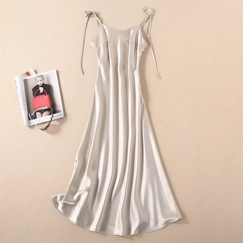 

High Quality Strap 2020 Summer Sexy Club Women Bow String Deco Sleeveless Casual Basic Dress Black Green Apricot