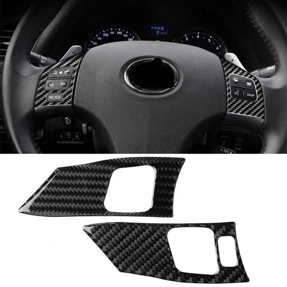 2Pcs Carbon Fiber Steering Wheel Button Frame Trim Cover Sticker for Lexus IS250 2006-2012 Left Right Drive