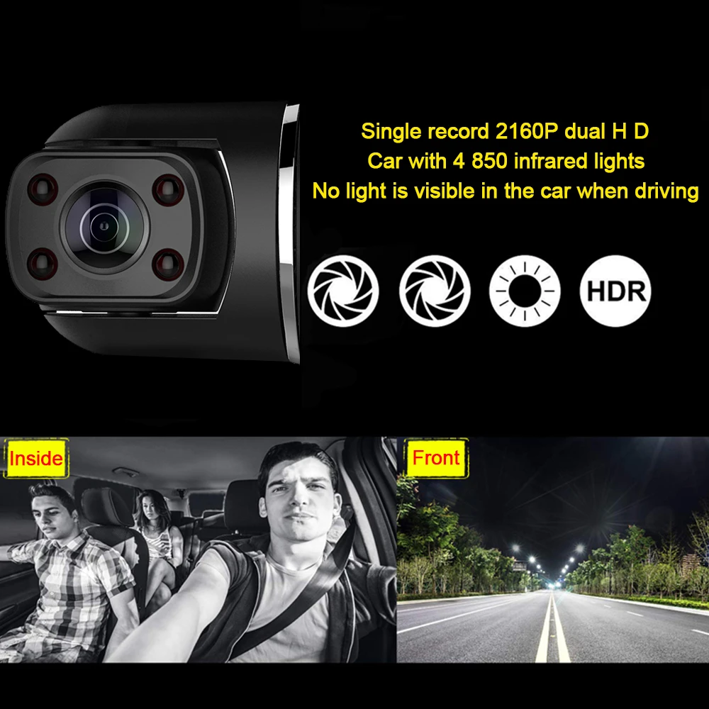 Yaojun 4K Ultra HD WIFI видеорегистратор WiFi GPS 2880*2160P Автомобильный с двумя объективами Novatek