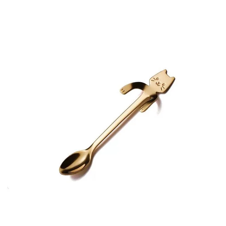 

Korean Cute Stainless Steel Hanging Cat Dessert Spoon Mixing Spoon Coffee Spoon