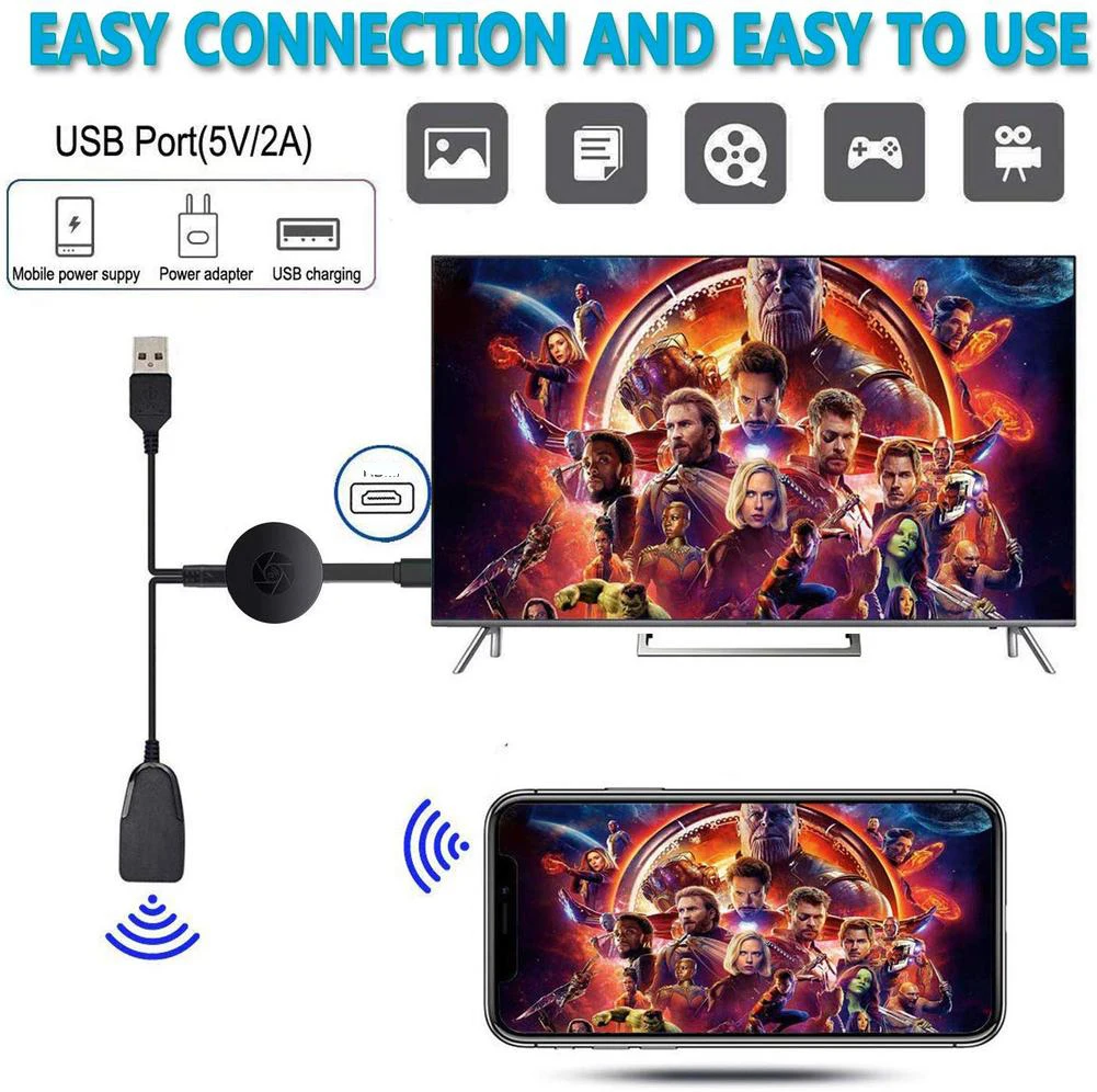 

TV stick receiver for google chromecast for tv Full 1080P Wireless HDMI-compatible Dongle Mobile Projection for Android / IOS
