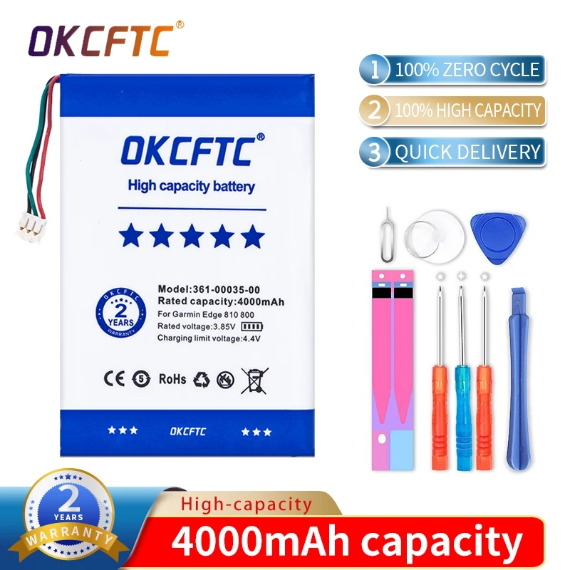 

100% Оригинальный аккумулятор OKCFTC 4000 мАч 361-00035-00 для Garmin Edge 800 , Edge 810