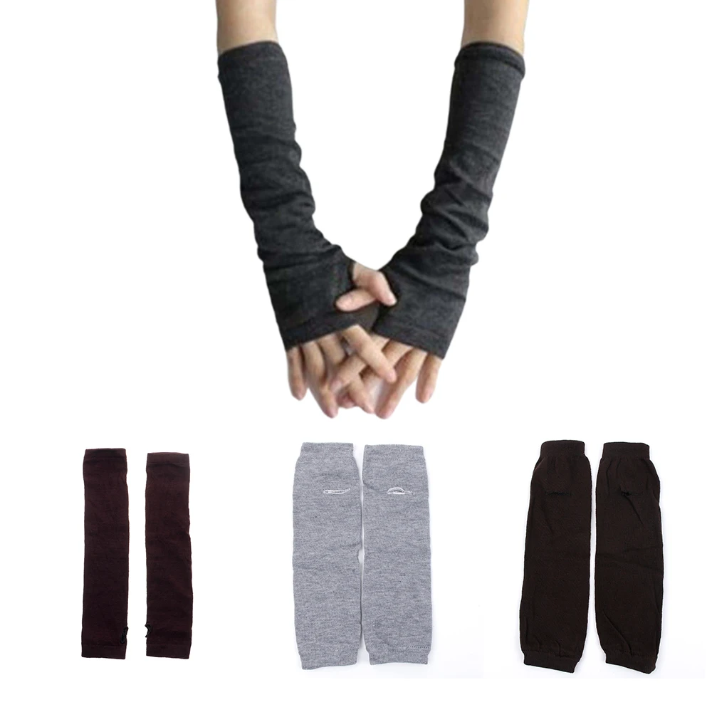 

2022 New Listing 1 Pair Knitted Fingerless Gloves Soft Long Mitten Winter Arm Sleeve Wristband