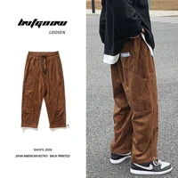 autumn corduroy pants mens fashion retro casual pants men streetwear loose hip hop pocket cargo pants mens overalls large size