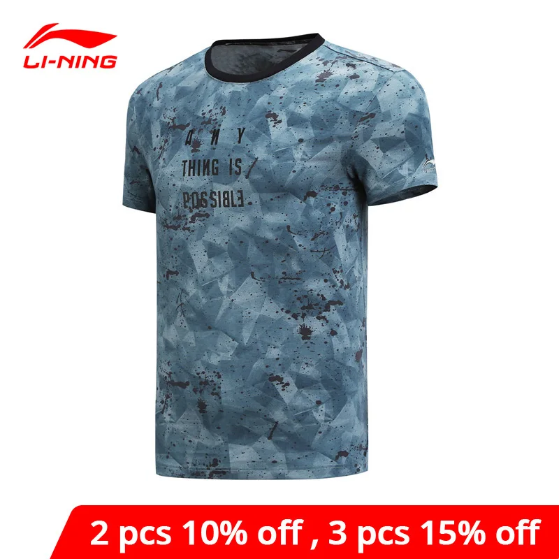 Мужская Спортивная Футболка Li Ning дышащая футболка из 100% хлопка Стандартный крой