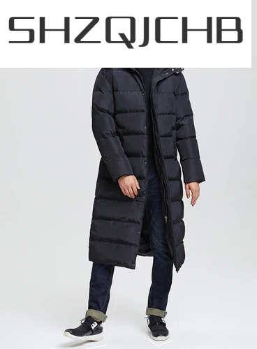 

Мужская зимняя куртка SHZQ, Толстая теплая длинная куртка на 90% белом утином пуху, Корейская Повседневная брендовая мужская куртка, парки для ...