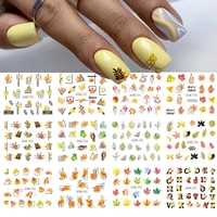 12 designs autumn fallen leaf nail stickers sliders maple leaves nail water tattoo decals manicuring nail art decoration
