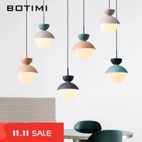 botimi modern led pendant lights with glass lampshade for dining room colorful restaurant hanging kitchen lighting fixtures