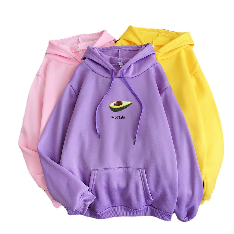 Fall Winter Female Sweatshirt Loose Plus Size Women's Streetwear Green Print Plus Fleece Hooded Jacket Casual Women Sweetshirts