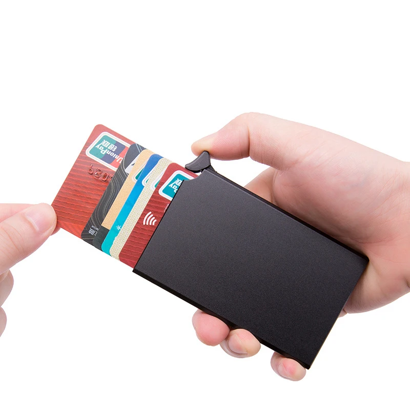 

Глинозема мульти-держатель для карт сплошной Цвет с автоматическим выдвижением и анти-кражи банковской карты Box Mini Визитная Карточка Чехол