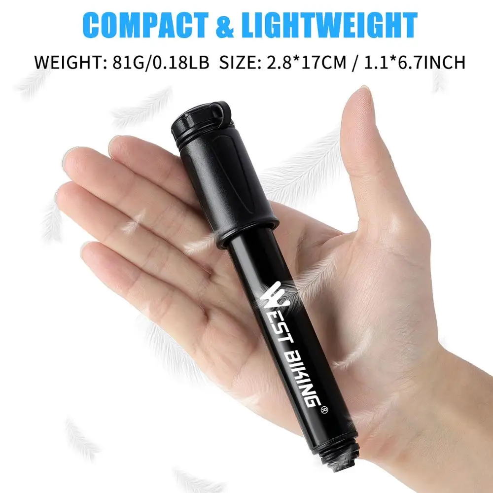 Портативный велосипедный насос WEST BIKING для велосипедных шин 100PSI|Велосипедные