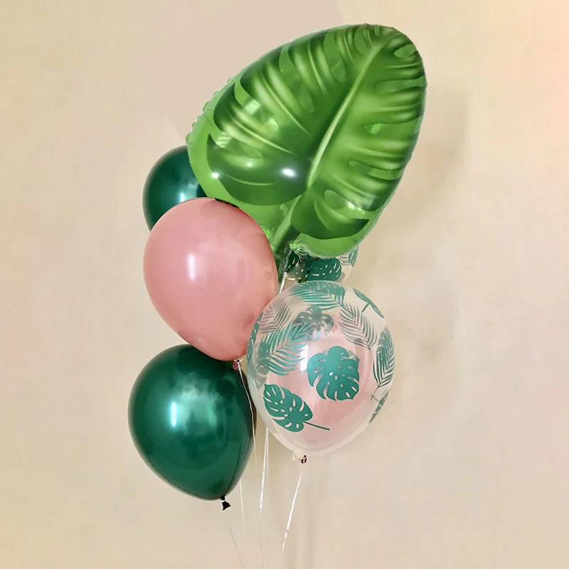 

Tropical Balloons Green Palm Leaves Latex Balloon Flamingo Party Decor Kids Birthday Party Supplies Luau Hawaiian Birthday Balon