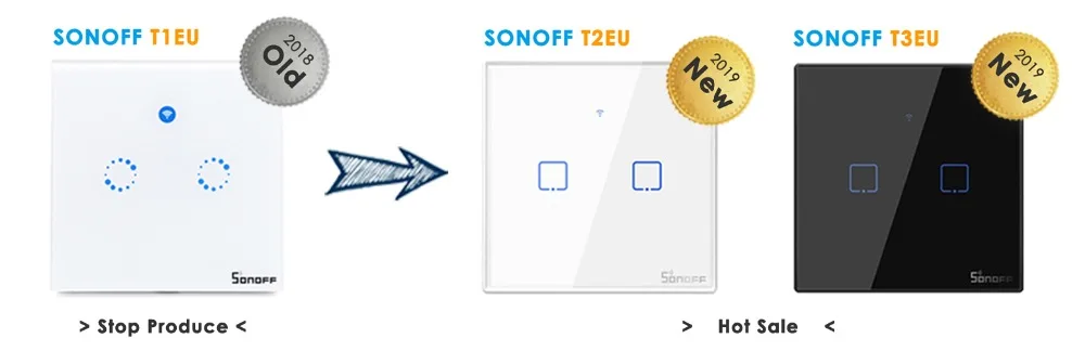 Sonoff WiFi стены сенсорный выключатель T1 ЕС 1 2 Gang Стекло настенный светильник переключатель Ewelink приложение Поддержка Alexa Google дома