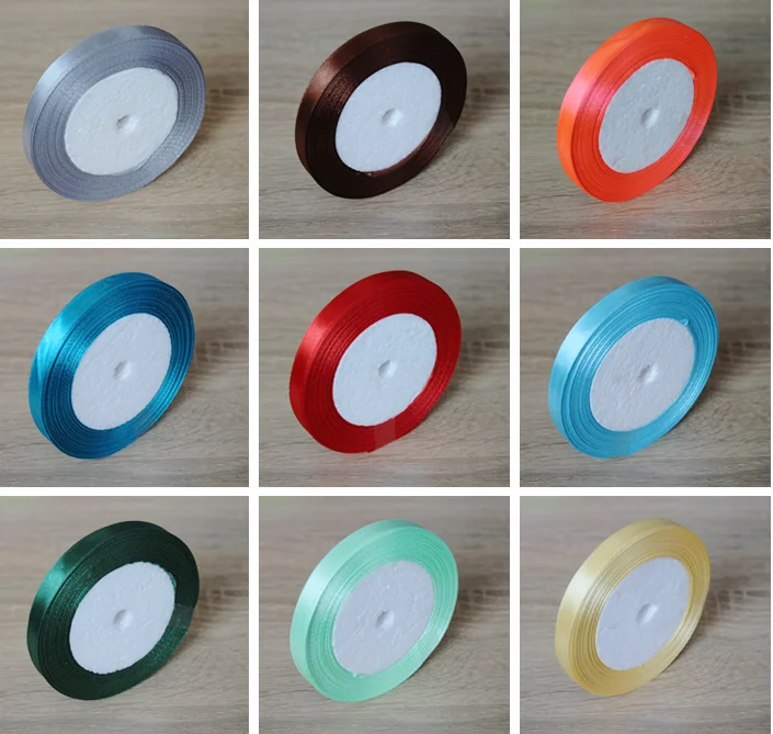 Шелковые атласные ленты 6 мм 22 метра в рулоне для упаковки подарков на Рождество