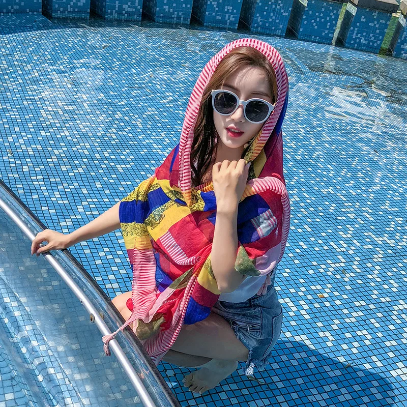 Женский этнический шарф с кисточками большая шаль принтом для путешествий на