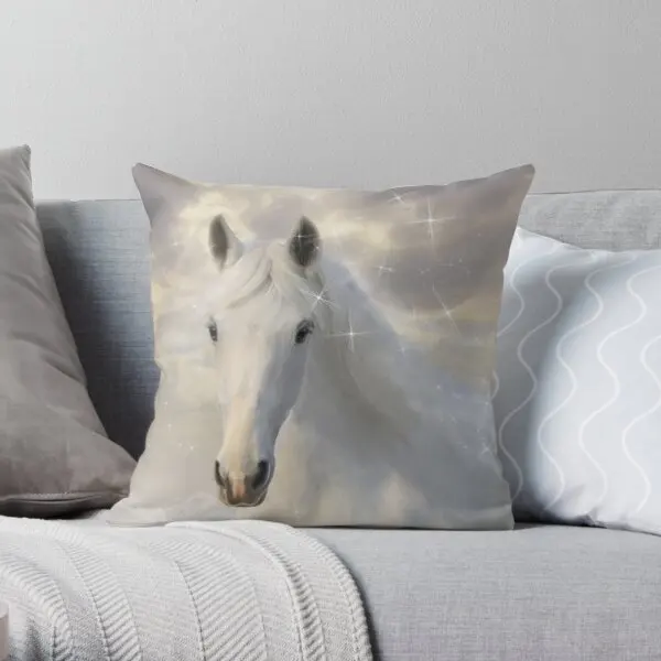 

Sparkling White Horse Printing Throw Pillow Cover Comfort Car Wedding Decor Soft Home Fashion Bedroom Anime Pillows not include