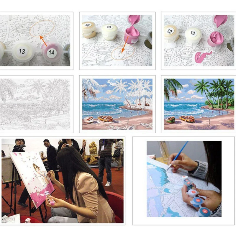 Масляная краска DIY Краска по номерам для взрослых детей начинающих рисование на