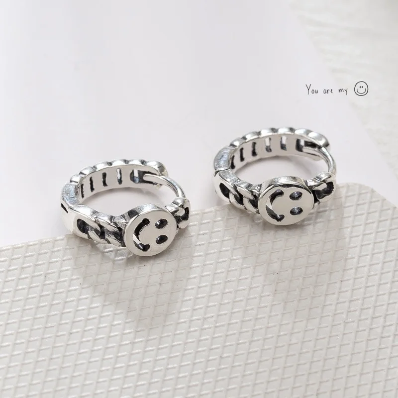 Женские серьги Клипсы из серебра 925 пробы с улыбающимся лицом|Серьги-клипсы| |