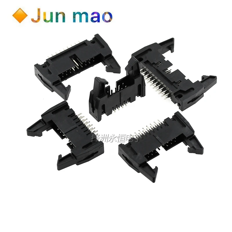 

10pcs DC2 2.54mm Pitch Straight / Right angle Hook Horn Socket Connector 10/14/16/20/26/30/40P For Flat Ribbon Cable IDC Socket