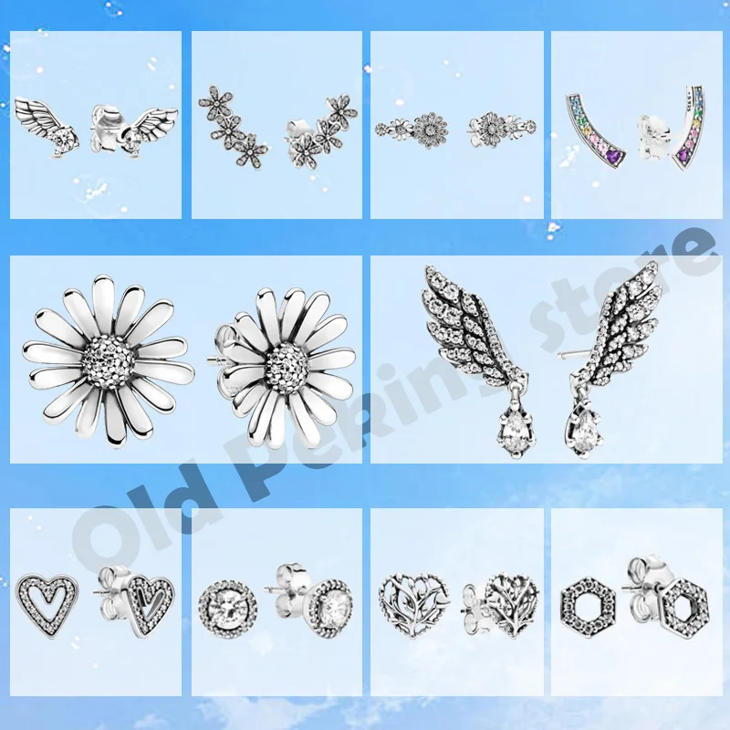 2020 Модные серьги из 100% серебра 925 розового цвета с цветком маргаритки для женщин, юбилейных и помолвочных украшений